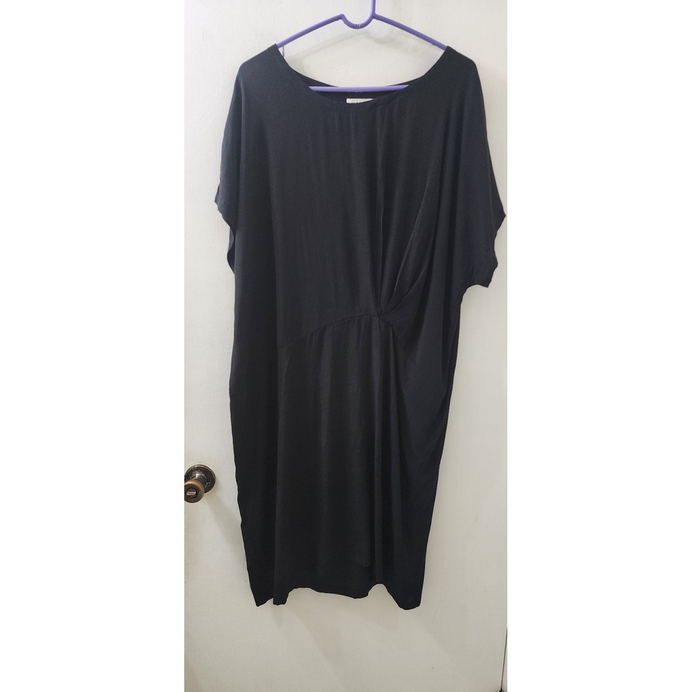 Masai Omia Black Oversized Twisted Waist Viscose Midi Dress XL NWT